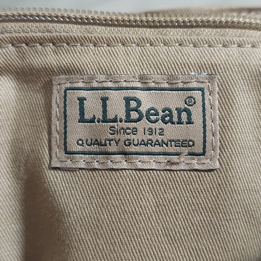 L.L. Bean Vintage Canvas & Leather Backpack Small Anchor Pattern Nautical Boho - Picture 5 of 13